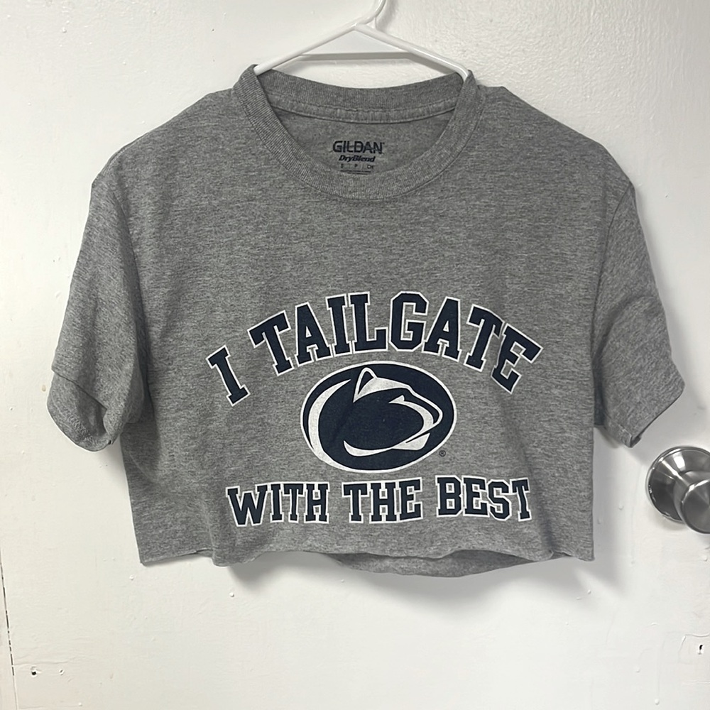 Cropped Penn State gray Tailgate Game DayT shirt